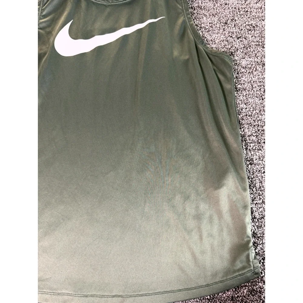 Nike Running Dri-Fit Tank Top Womens Medium Olive Green Swoosh Logo Racerback